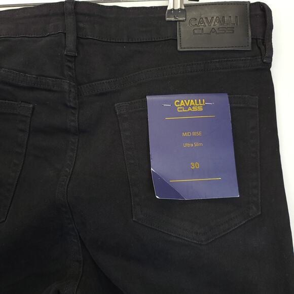 Cavalli Class Ultra Slim Ankle Back Jeans Rip Mid Rise Women 30 Pants Grunge - Picture 12 of 15